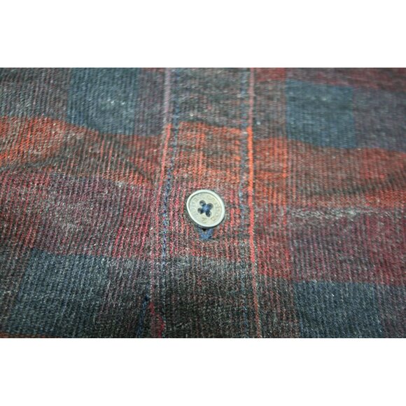 Carbon2Cobalt Mens XXL Plaid Corduroy Shirt Red Blue Soft Casual Button Front - Picture 3 of 7